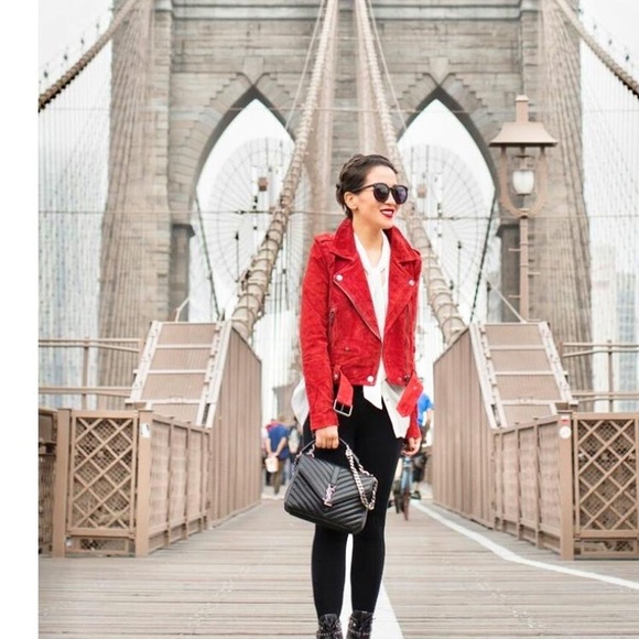 RED MY MIND Leather MOTO Jacket in red - Picture 3 of 8